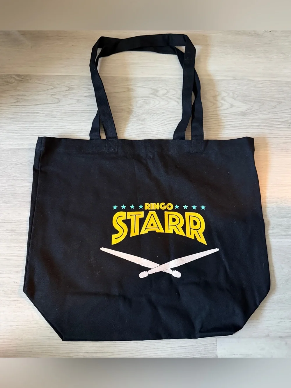 NWOT Ringo Starr Vip All Star 2023 New Black Tote Bag Drumsticks Graphic Logo